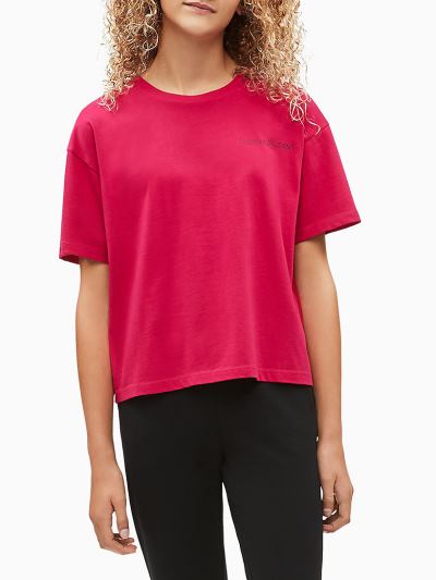 Calvin Klein Ruhák HU443053 | Calvin Klein Organic Cotton Boxy Lány Póló Rózsaszín